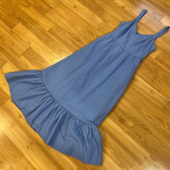 J. Crew Dresses J Crew Light Blue Midi Frilly Bottom Dress Size 4